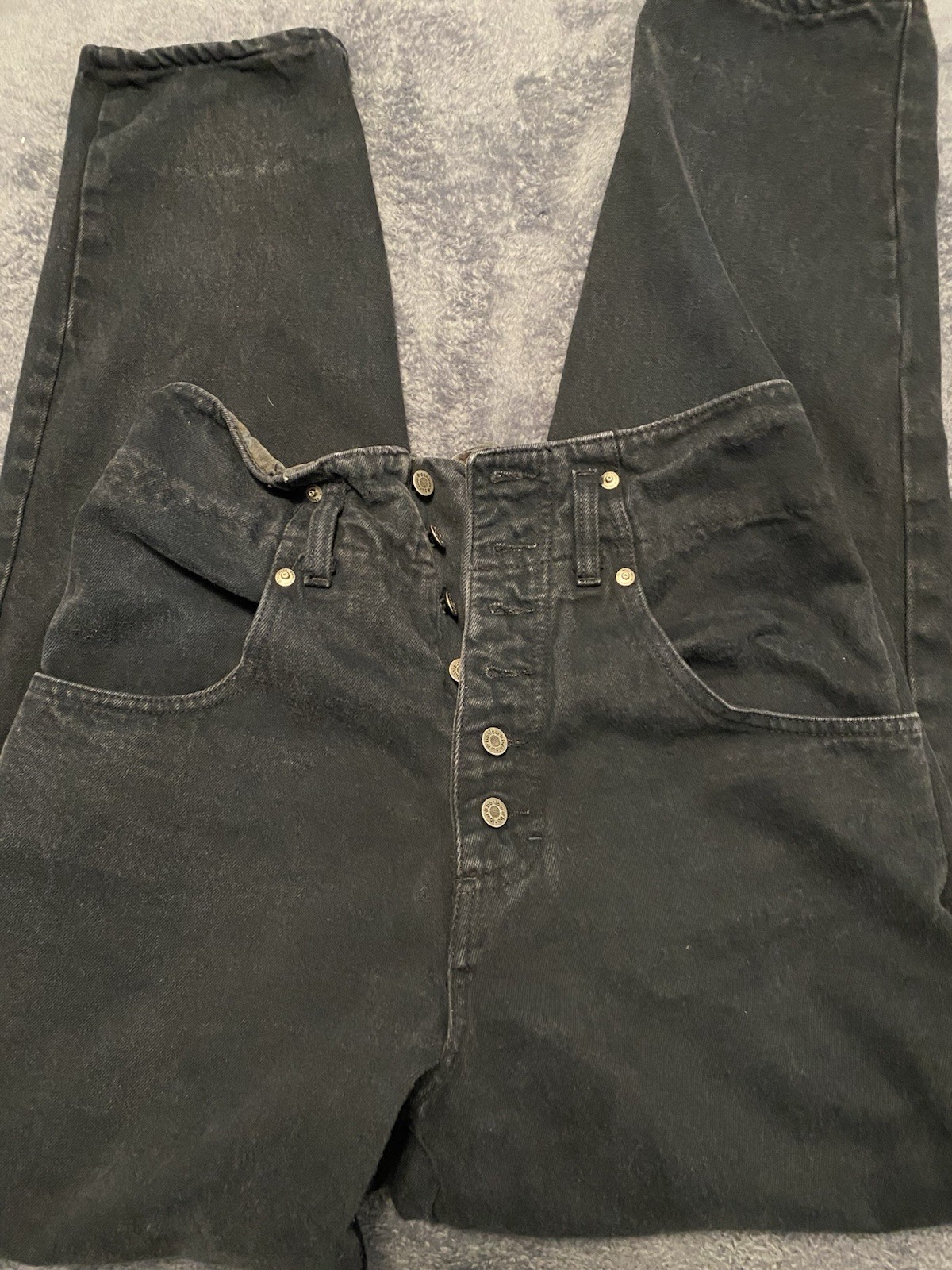 Vintage Retro Bonjour High-Waisted Black Jeans 80’s Grunge Rocker 7/8