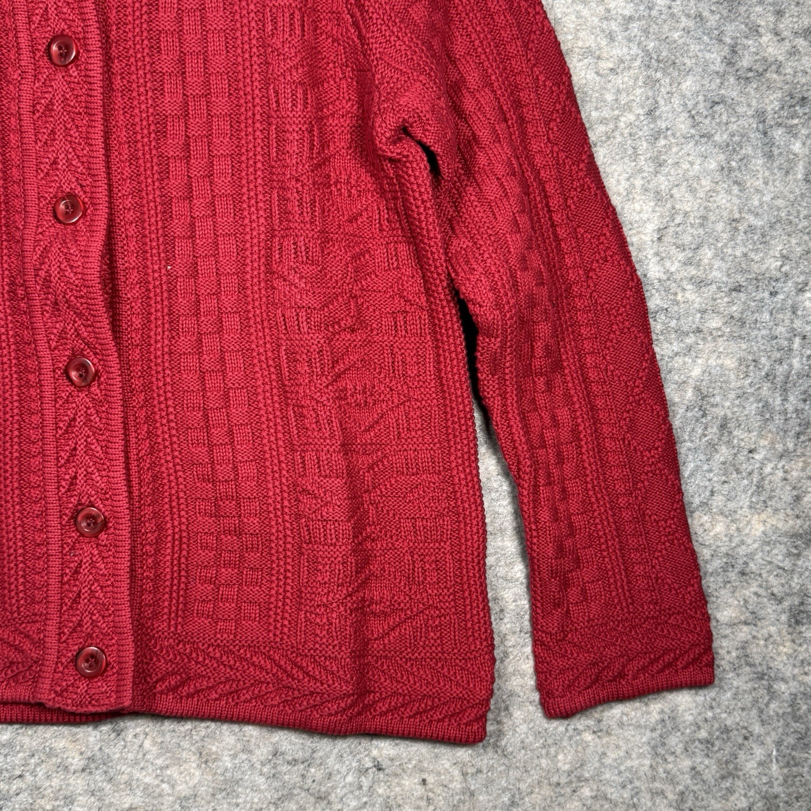 Vintage Womens LL Bean Red Button Up Cardigan Sweater Size M 19×24 100% Cotton
