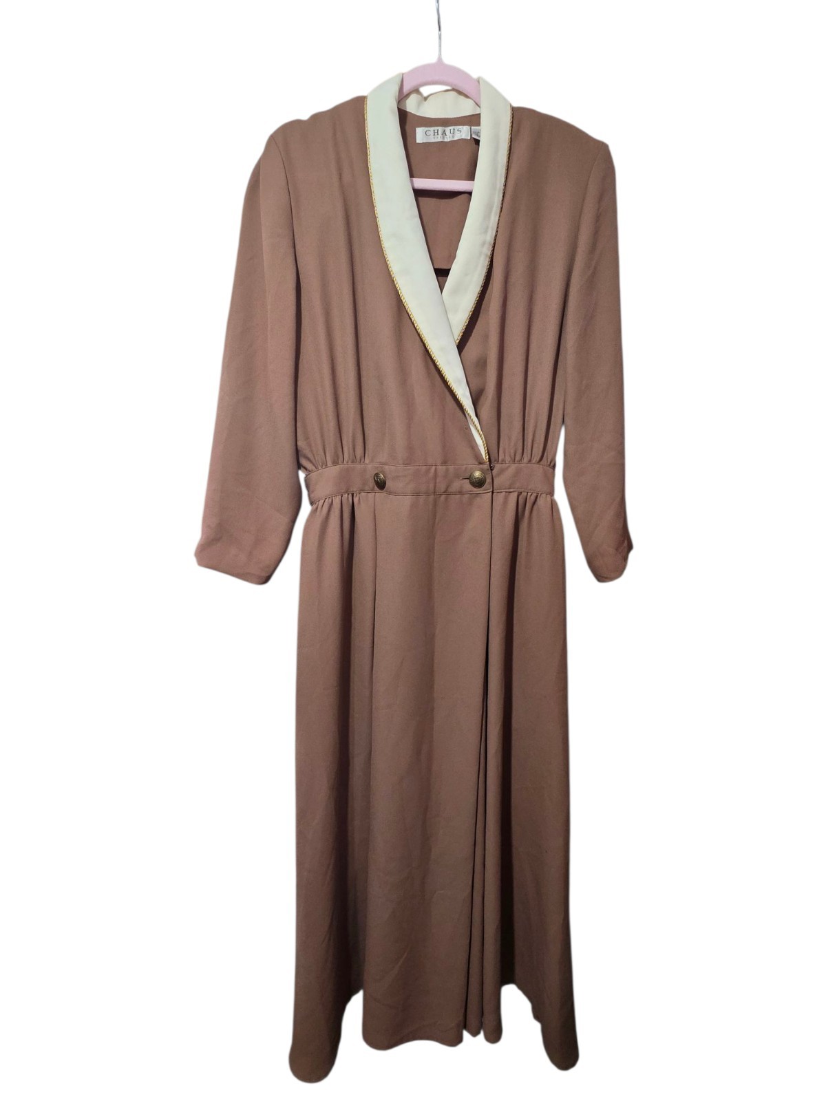 Vintage Chaus Dress Midi Olive Brown Size 12