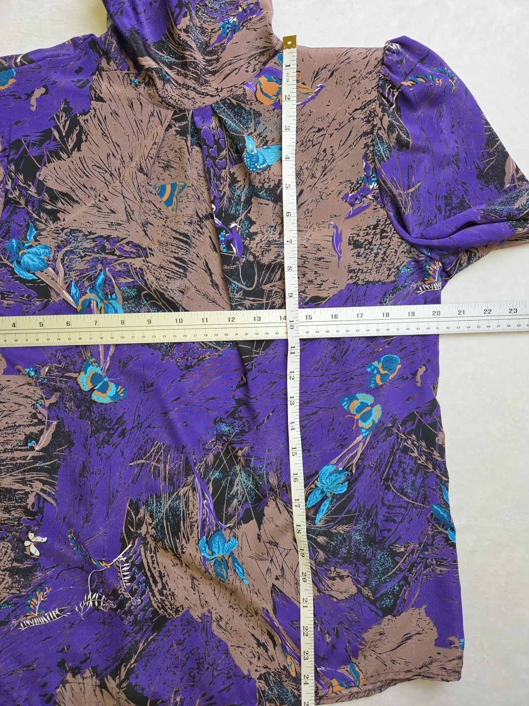 Vtg 1980s Nature Fairy Butterfly Moth Whimsy Blouse Bedford Fair Satin Size 8