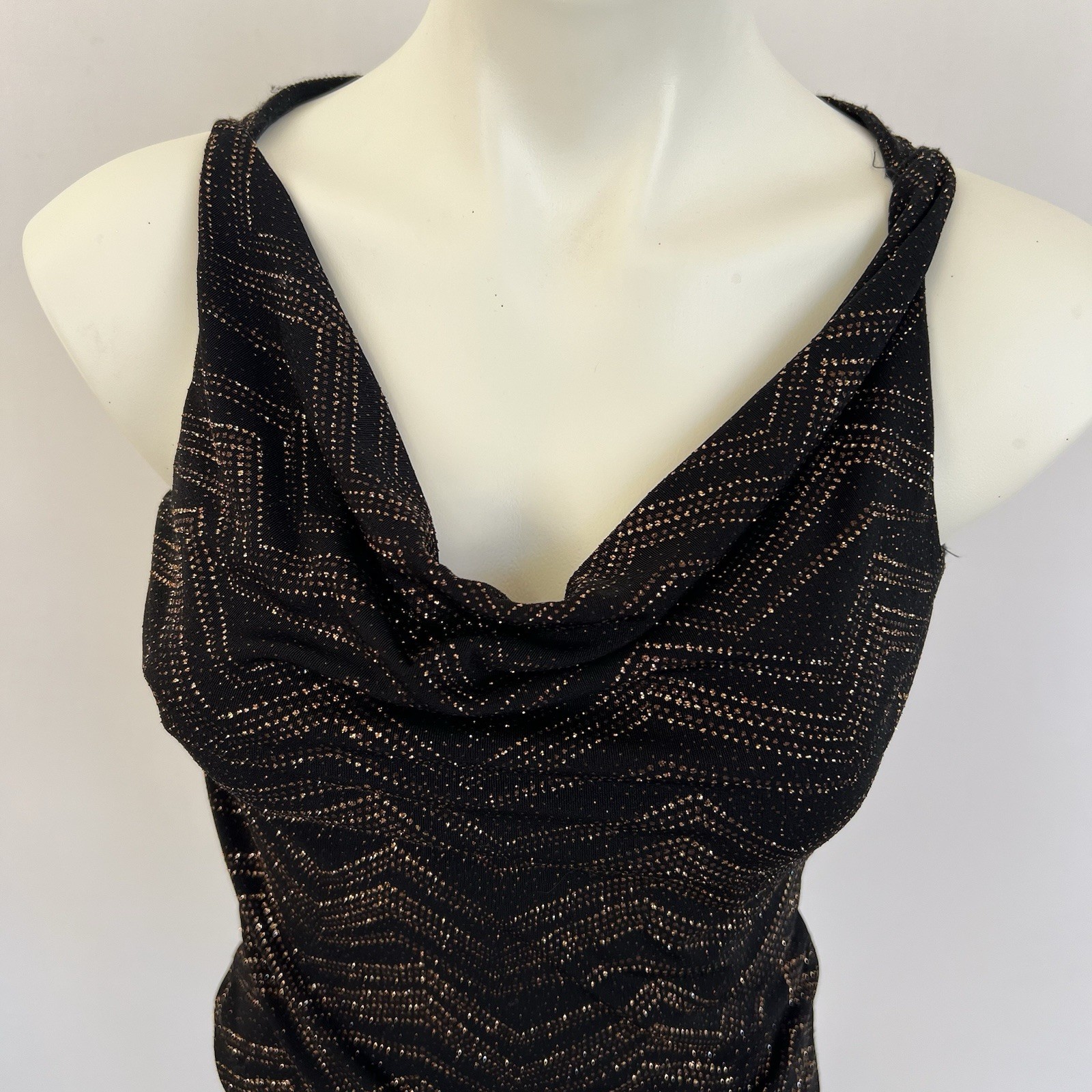 Vintage 90s Black Glitter Cowl Neck Top Dark Fairy Indie Sleaze Club Whimsigoth