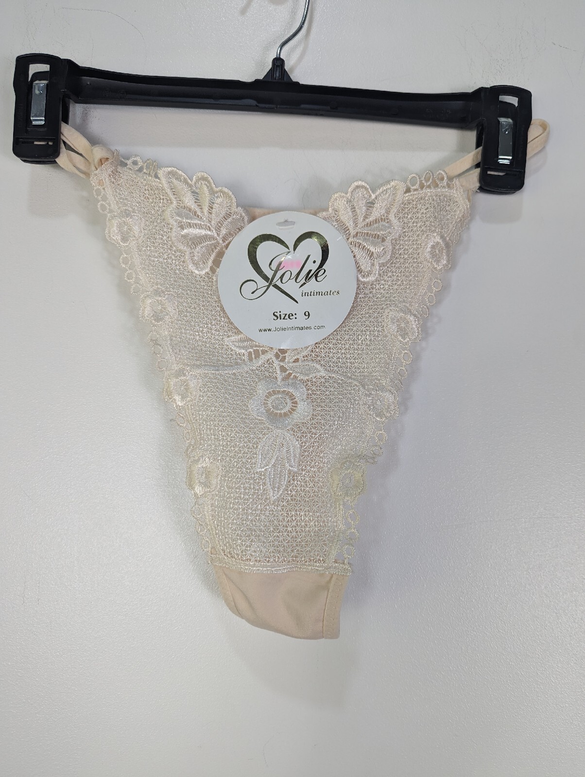 Vintage Jolie Intimates Sheer Cream String Bikini Panties Size 9 Soft Dainty 986