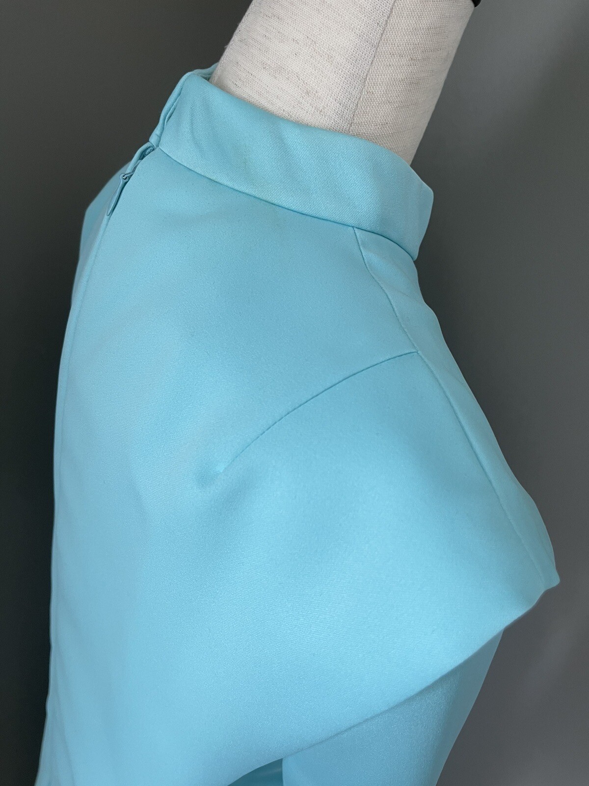 Vintage 1950s -60s Formal Gown Dress Teal Blue Embellished Crystals Horror Movie