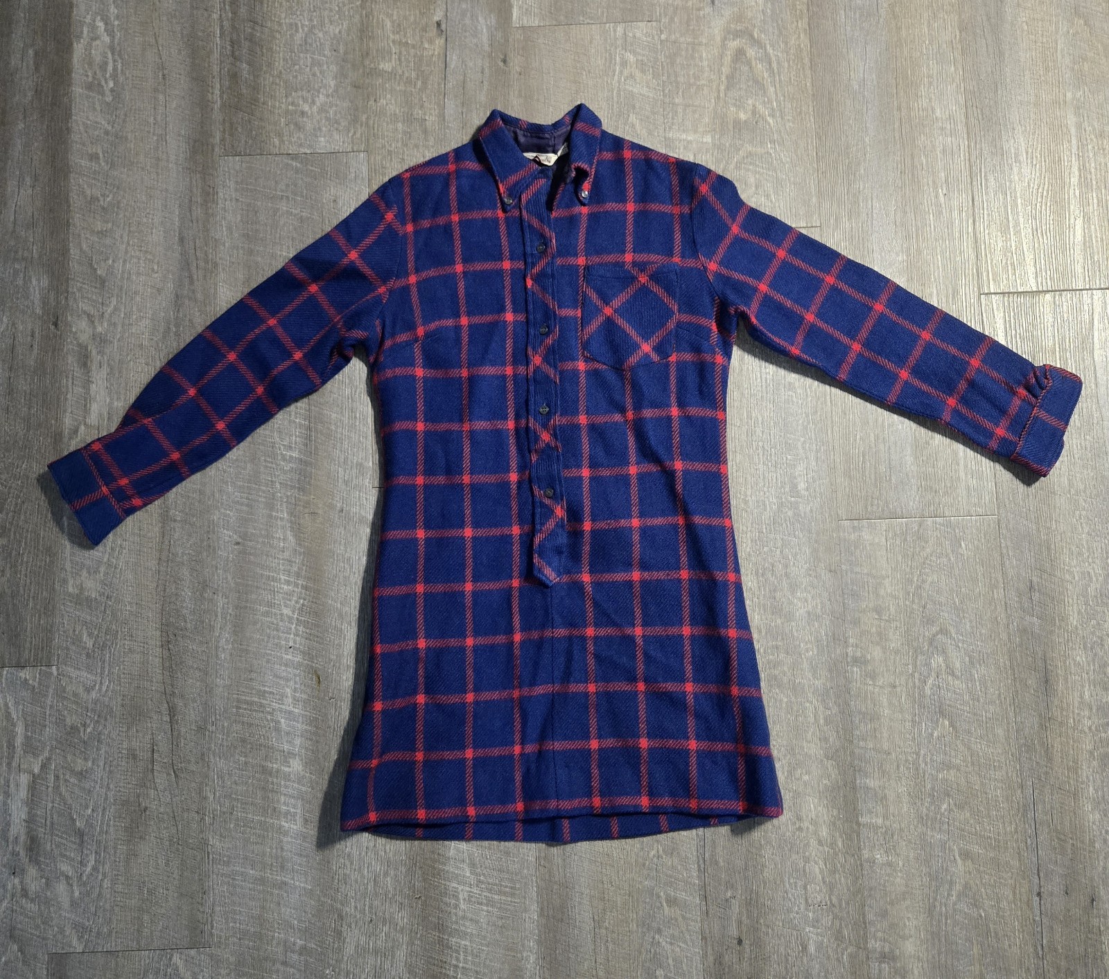 Vintage 1970s Langtry Women’s Plaid Shirt Dress Size 11/12 Long Sleeve Button Up