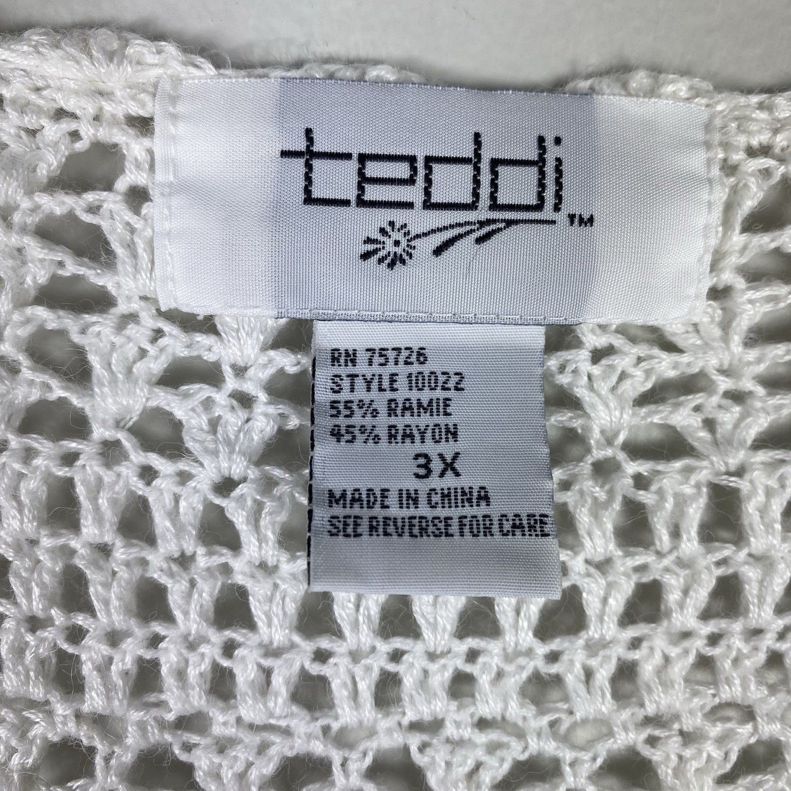 Vintage Crochet Top Button Cardigan 3X White 90s Y2K Boho Festival Cottagecore