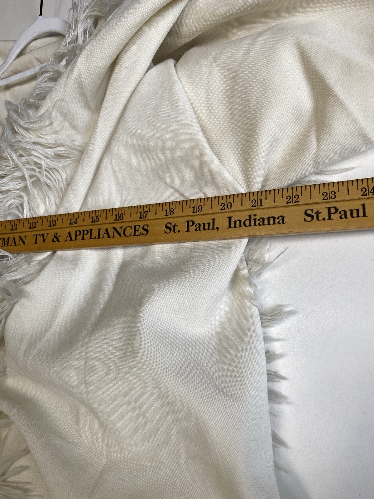Vintage 70s Open Front Fringe Wrap Coat S/M Ivory Boho Stevie Nicks