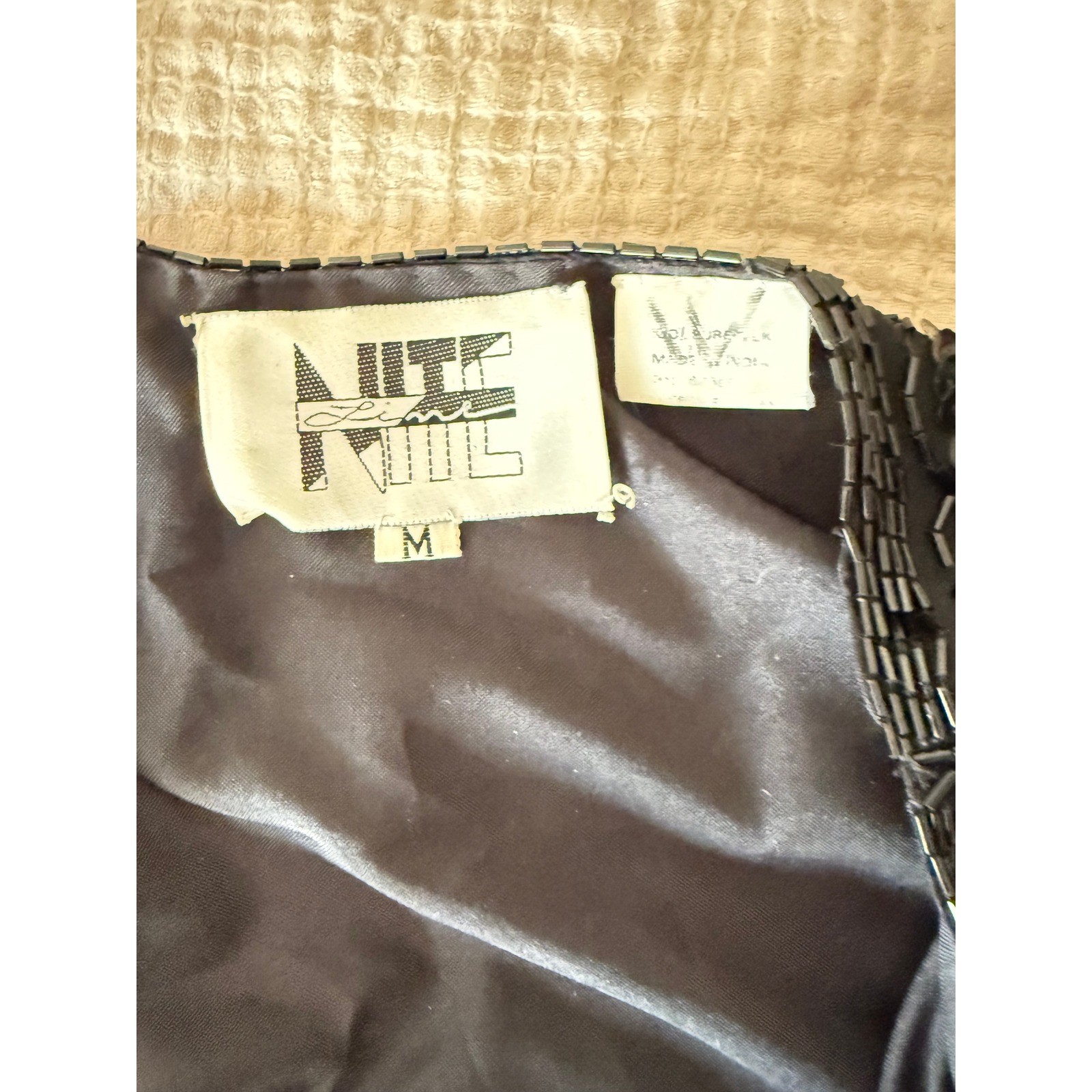 Vintage Niteline Black Silk Sequin Bolero Evening Jacket Beaded Floral Pattern