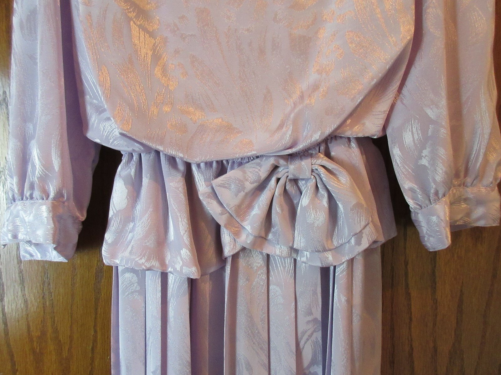 Vintage 80’s Lavender Blouson Dress Sz 6 Petite Peplum Pleats Dim the Lites