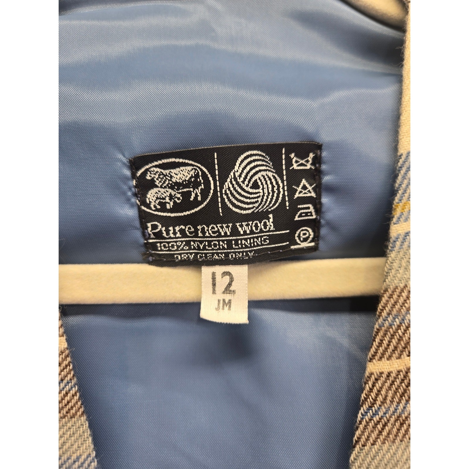 Vintage Pure New Wool Plaid Vest and Kilt Skirt Set Blue Brown Academic Size 12