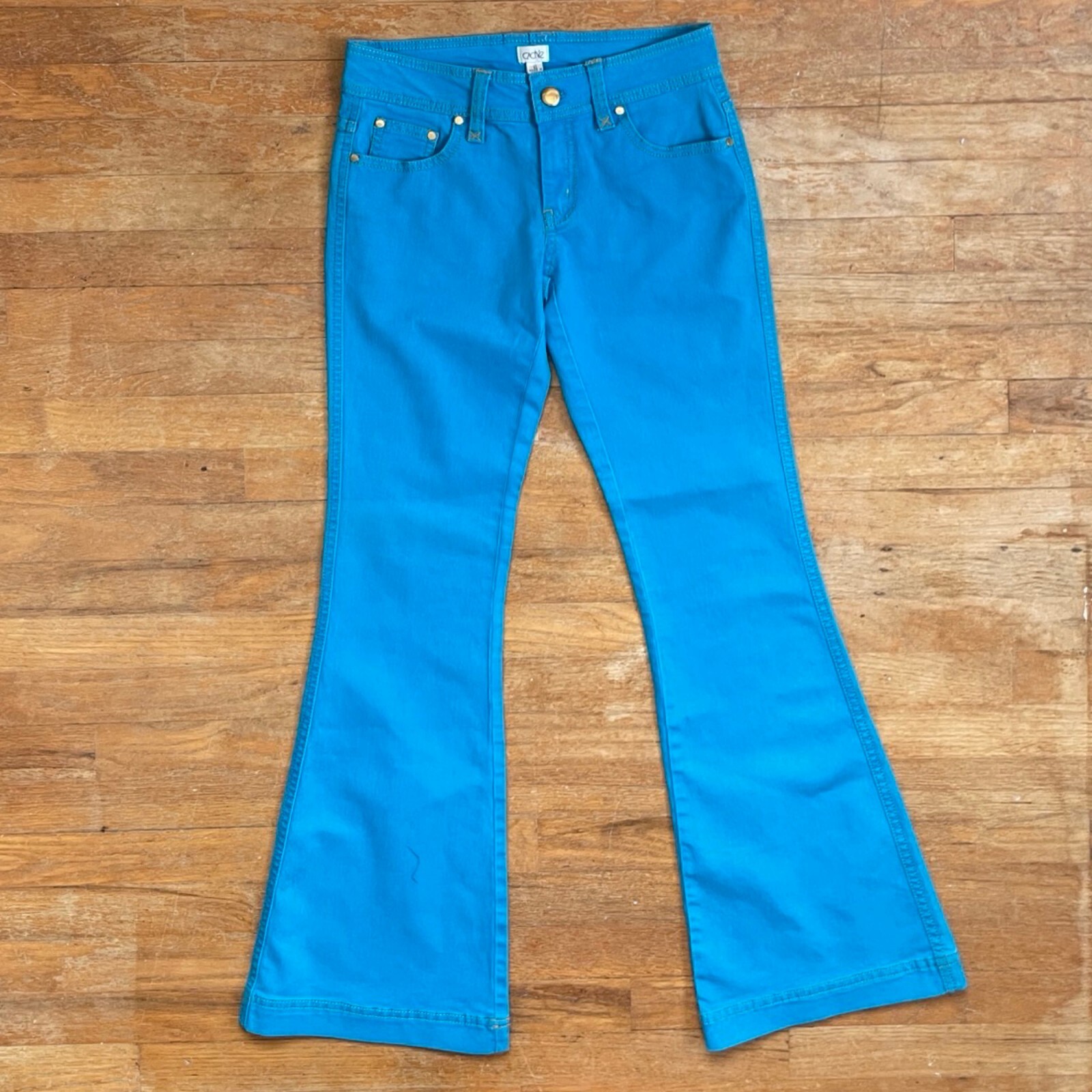 Vintage Bell Bottom Low Rise Jeans Size Small (6) 29″ Waist 1990s Cache Blue