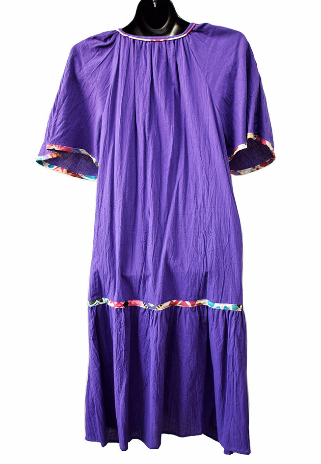 Vintage APPEL House Dress Mumu GRAPE Purple Kaftan V-Neck Butterfly Sleeves, NWT