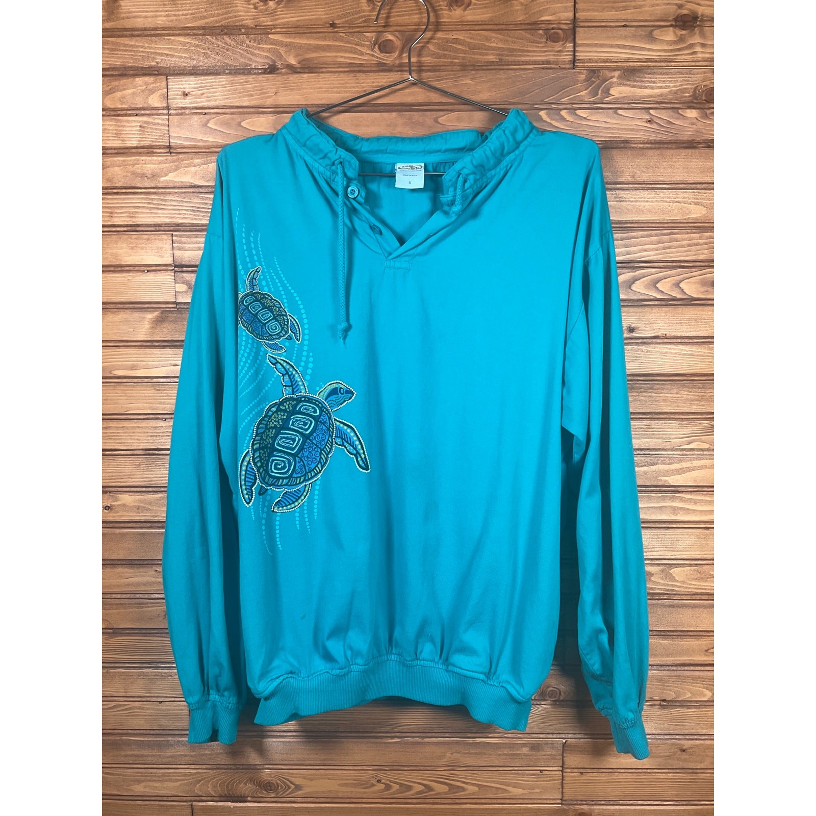 Crazy Shirts Vintage Single Stitch Sea Turtle Tide Hawaii Pull Over Small Pockts
