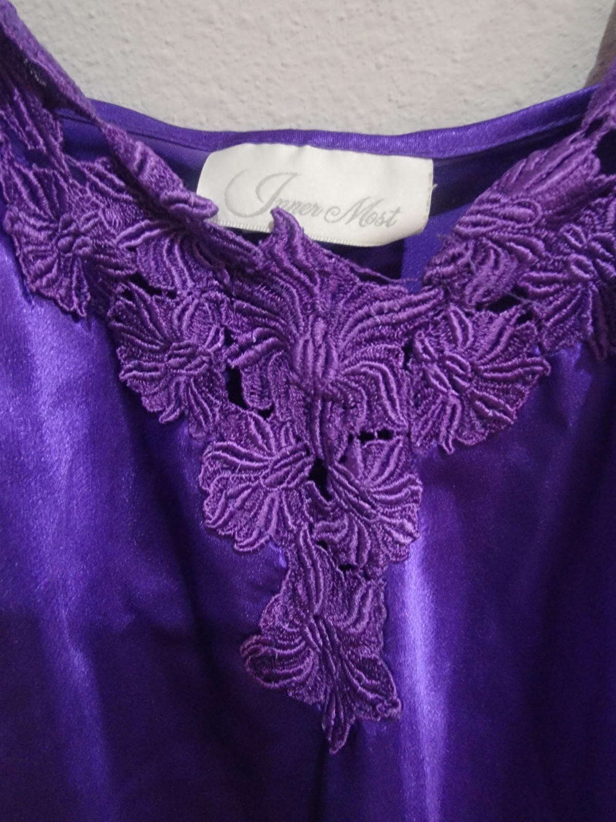 Inner Most Purple Camisole Chemise Nightgown Satin Feel USA Made Sz M Vintage