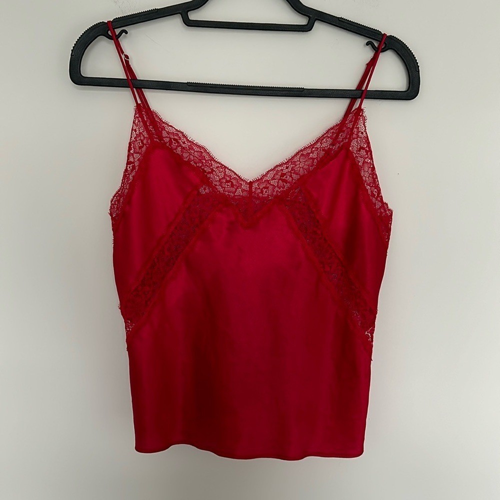 Victoria’s Secret Red Lace Cami Spaghetti Strap Top – Size Medium
