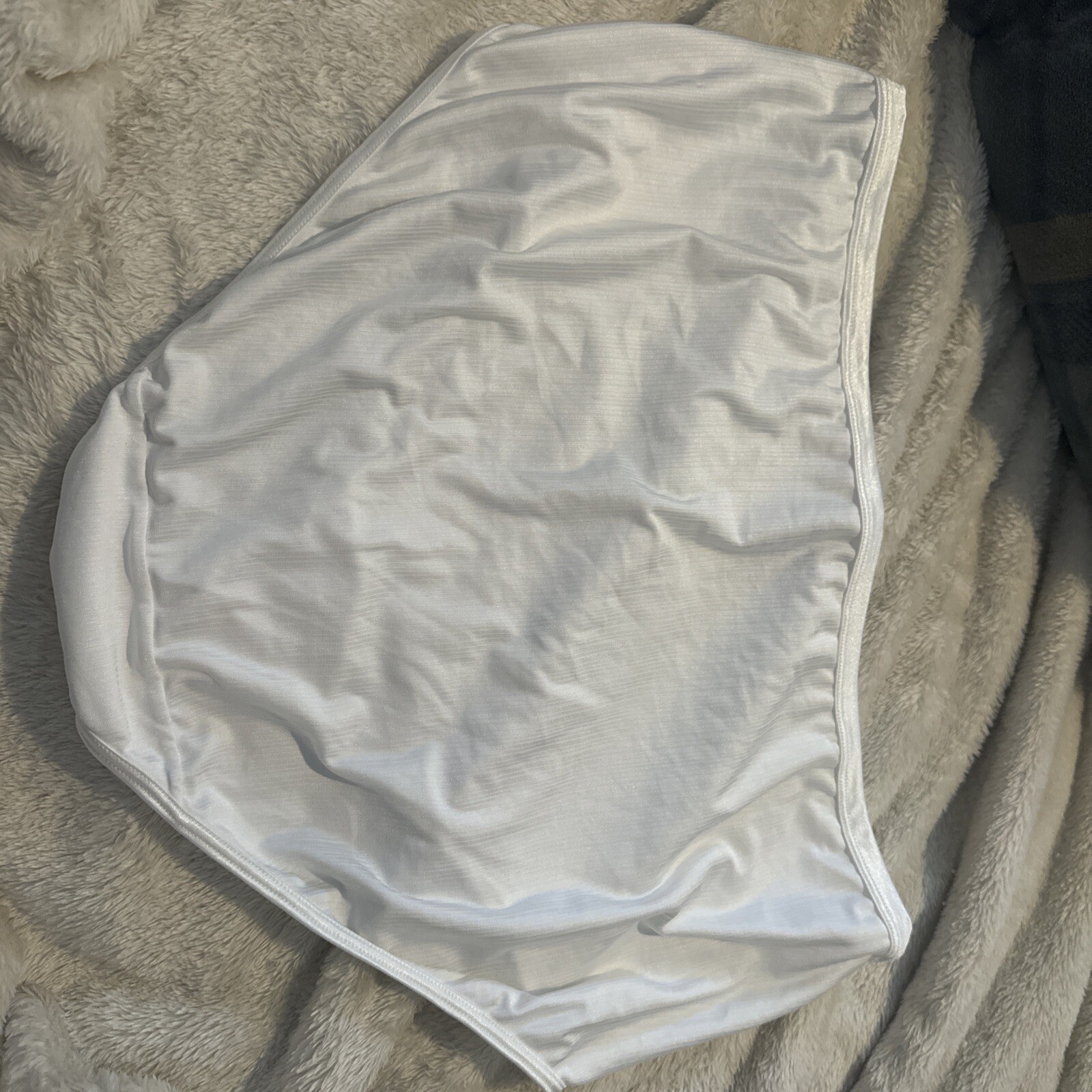 Vintage VANITY FAIR Brief PANTY WHITE Satin NYLON Stretch Second Skin 10/ 3XL