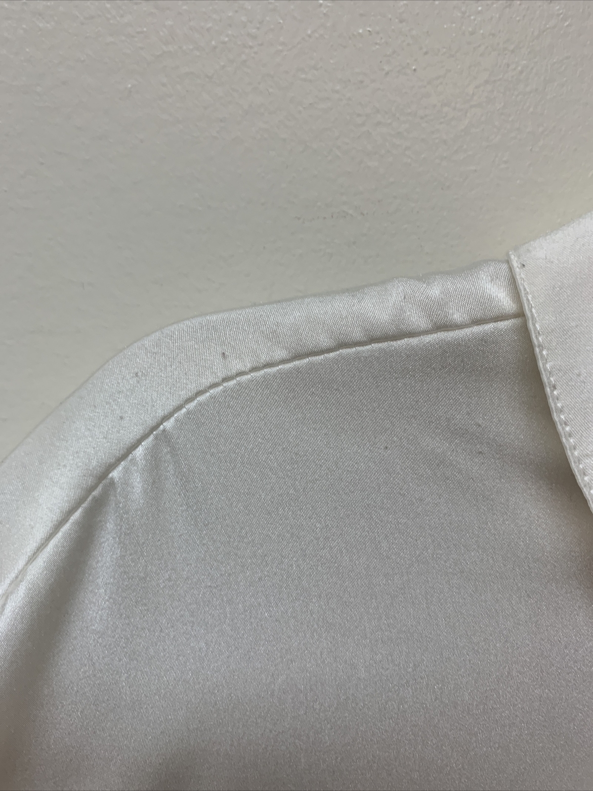 Vintage 90s High Neck Pleated Embroidered Crest French Cuff Blouse Top M L XL