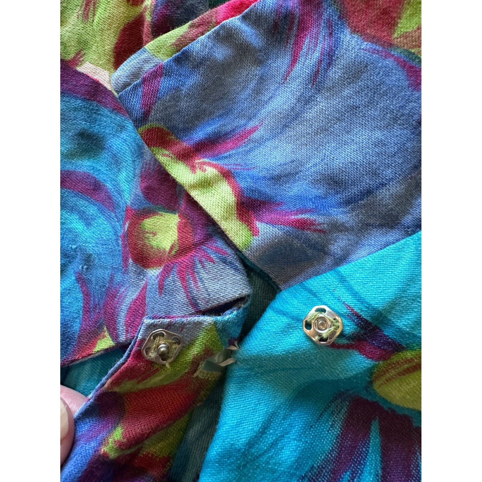 Rhapsody Glazier Vintage Retro 70s Housecoat Dress M/L Floral Pearl Button Robe