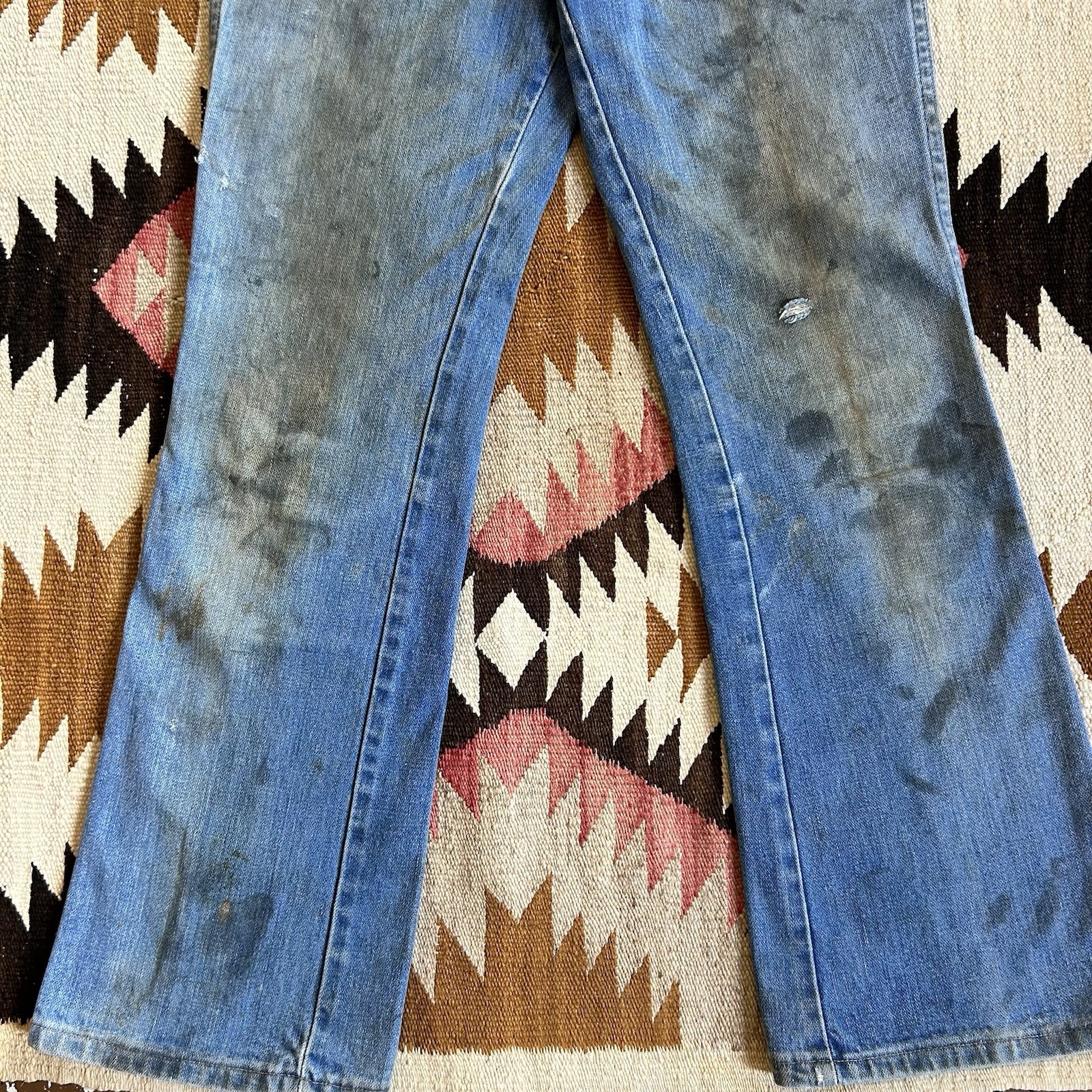 Vintage 1960s 70s Wrangler Boot Cut Distressed Jeans Sz 27 x 30