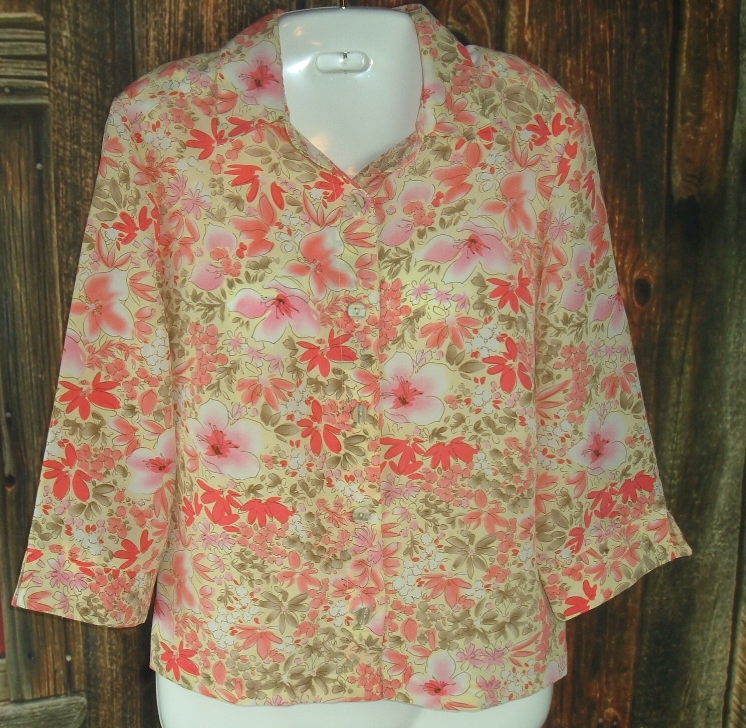 VTG top 90’s The Tog Shop Floral Print Blouse Boho Padded Shoulder M/L polyester