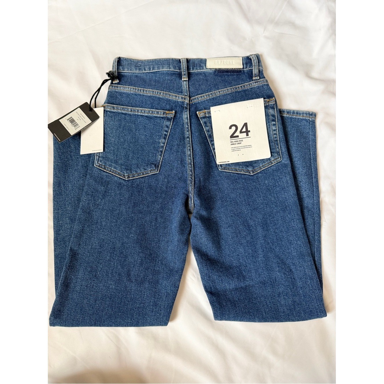 NWT Re/Done 90s High Rise Ankle Crop Denim Jeans Western Rinse Size 24