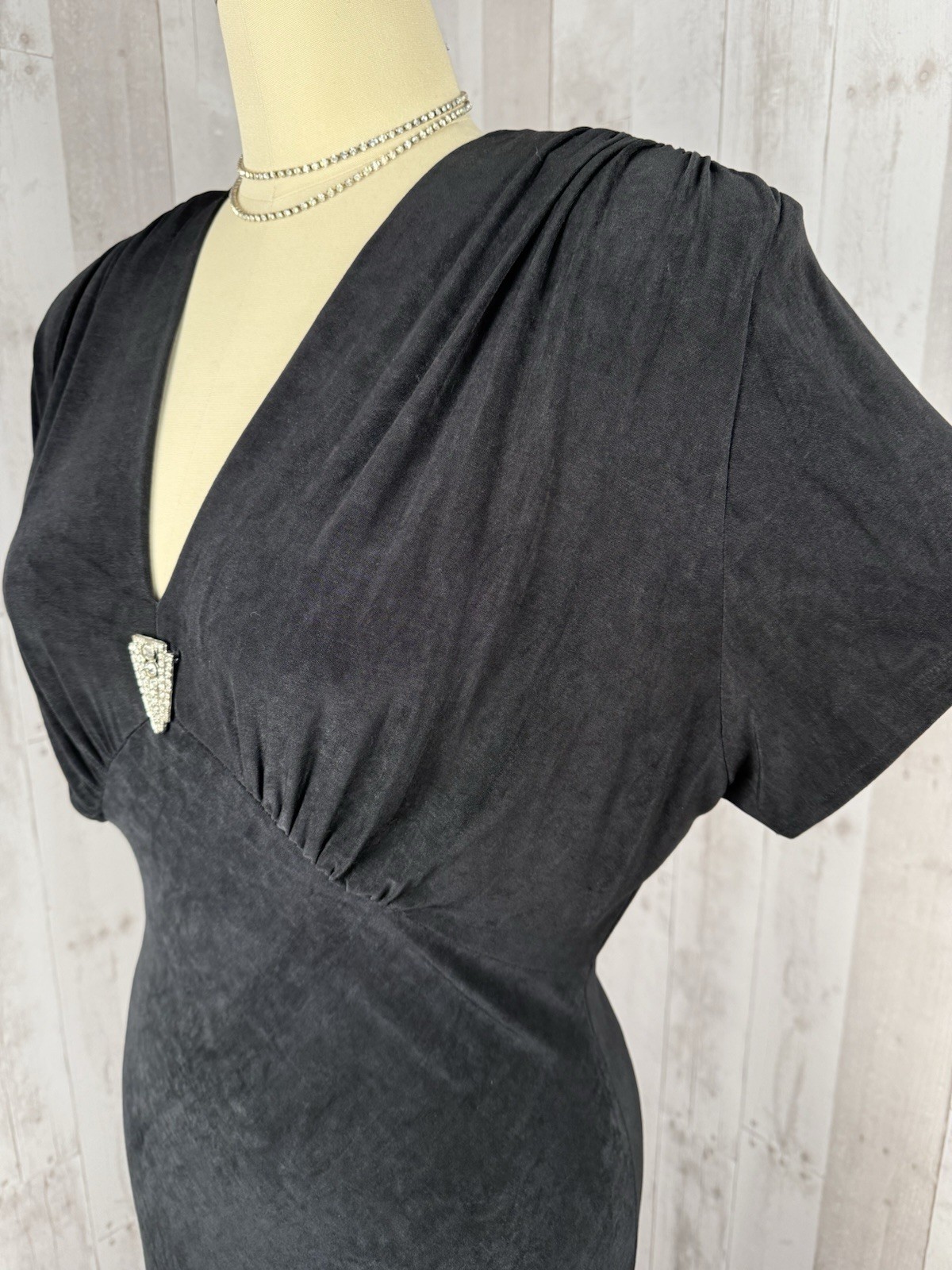 Vintage 1980s Gown~Susan Roselli Vijack Drape Rhinestone Stretch Dress Sexy 12/L