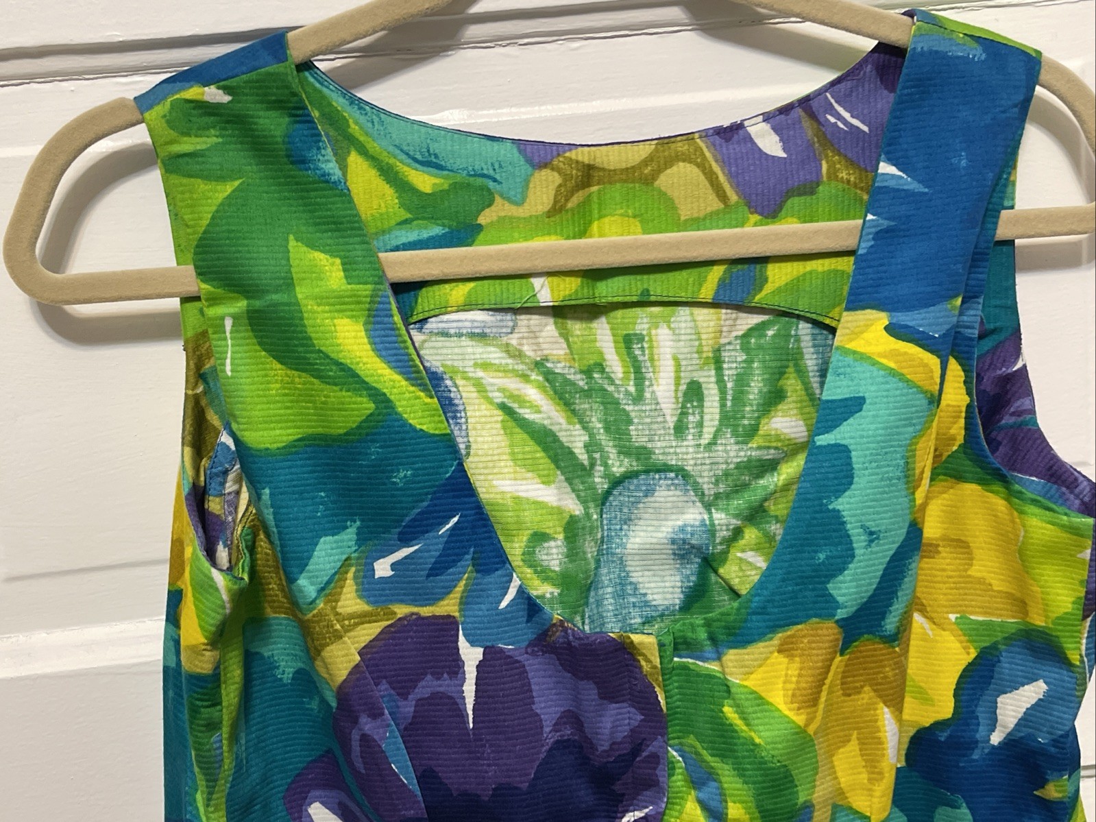 Vintage Kalama Fashions Hawaiian Sexy Maxi Dress sz14 Floral Tropical Side Slit