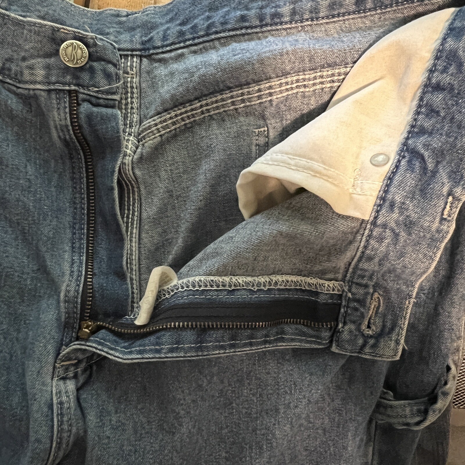Vintage Lee Riders Denim Cargo Jeans Sz 18 Blue 100% Cotton USA Made 36 x 30