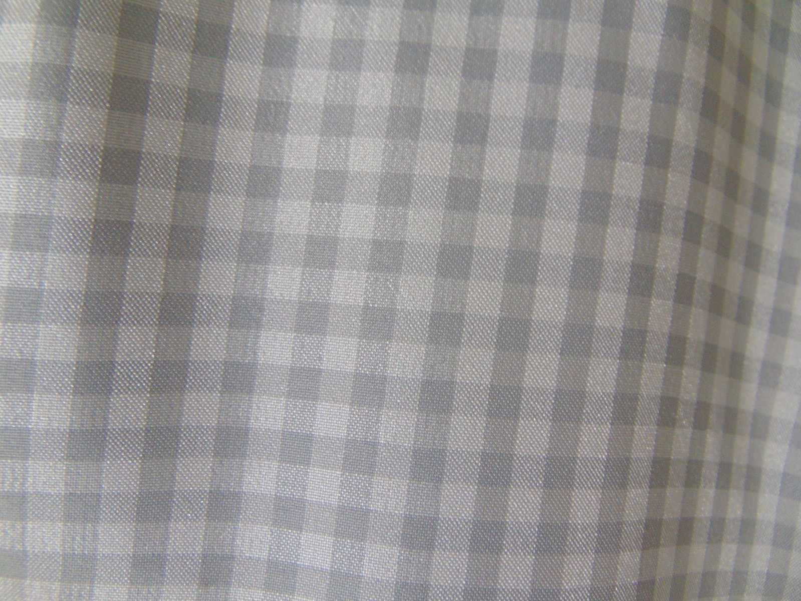 1970s Blouse -M- Gray/White Gingham Check-Lace Trim-VG-VICTORIAN LOOK- SALE