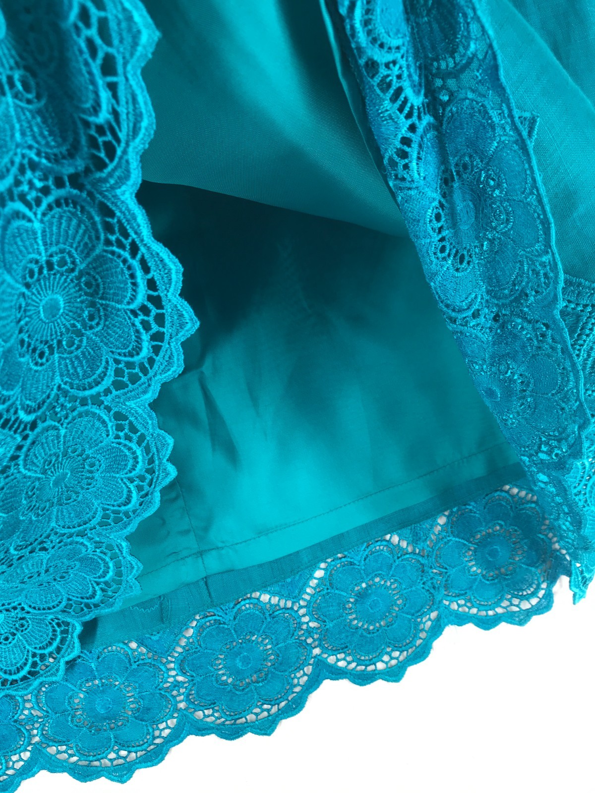 Vintage Digna Yero Linen and Lace Midi Skirt Set Size 10 Lined Teal