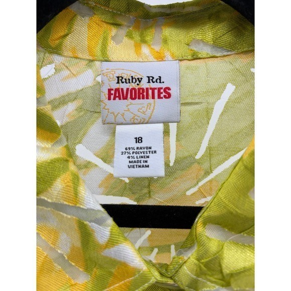 Ruby Rd Yellow, Mother of Pearl Button Down LS, Casual Dress, Women’s Sz 18