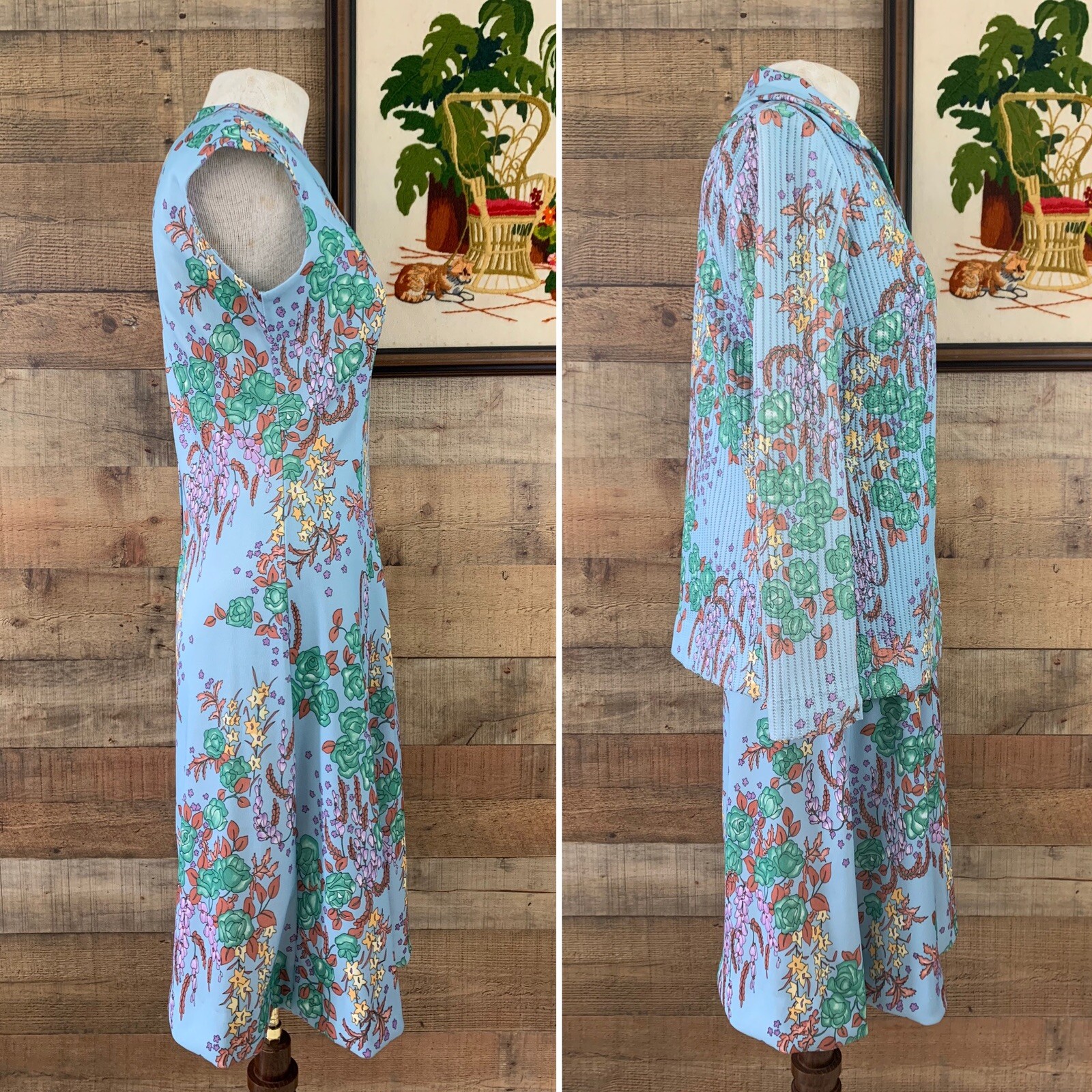 Vintage 1960s 1970s Prynts Bleeker Street Knit Jacket Matching Dress Set MOD