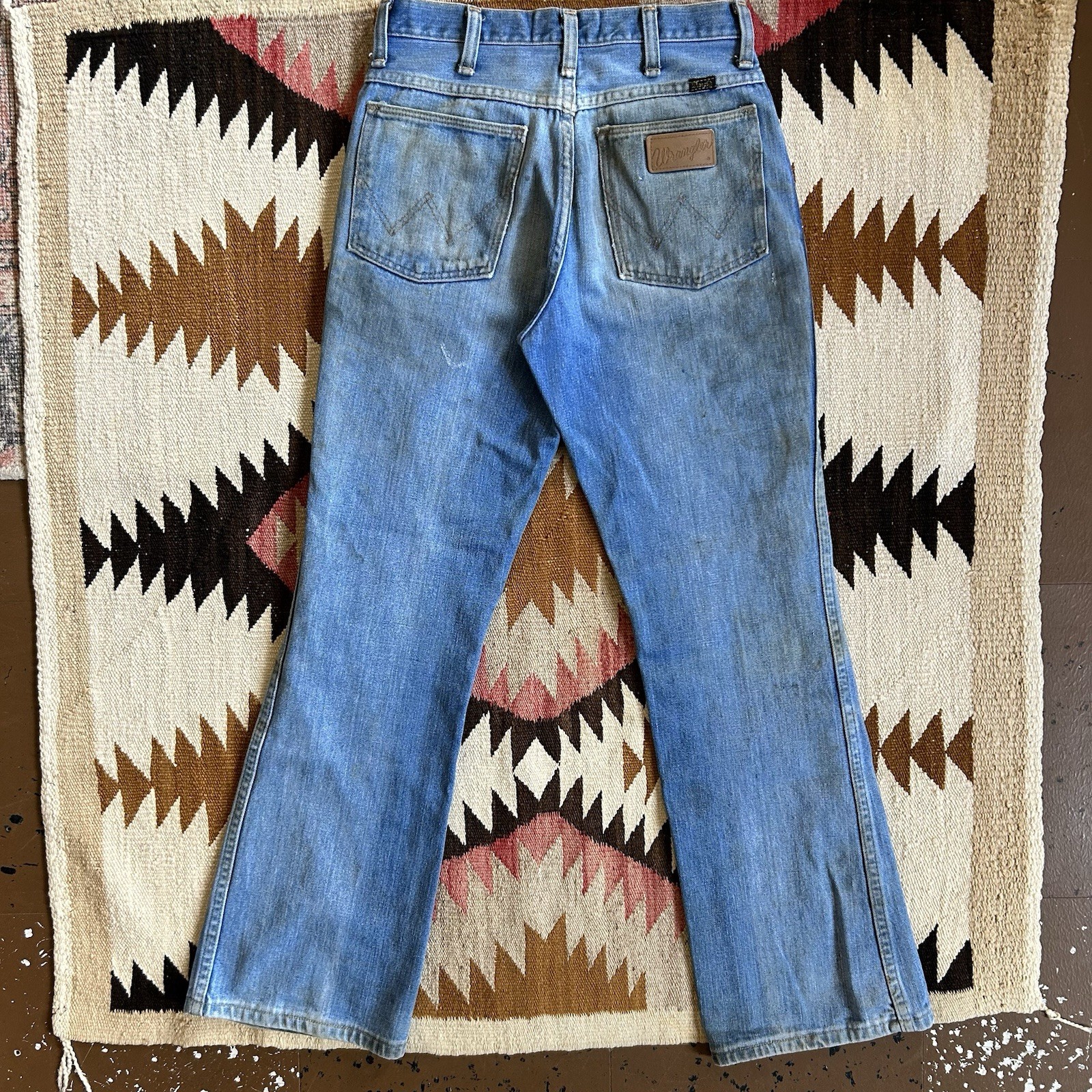 Vintage 1960s 70s Wrangler Boot Cut Distressed Jeans Sz 27 x 30