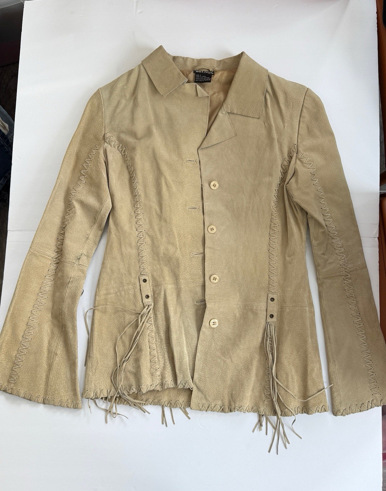 Vintage Wet Seal Suede Leather Jacket L (Fits US 4) Western‎ Lace-Up Boho Y2K