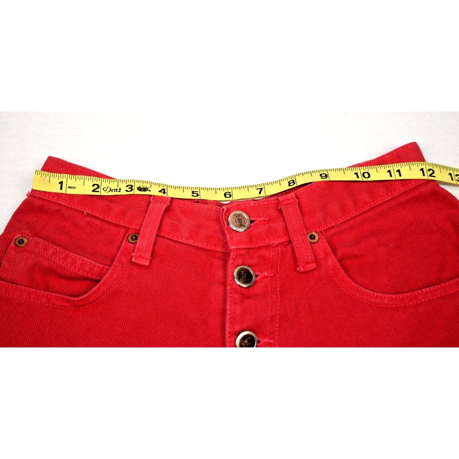 Vintage Jean Shorts LEI Size 3 90s Red Button Fly High Waist Made USA