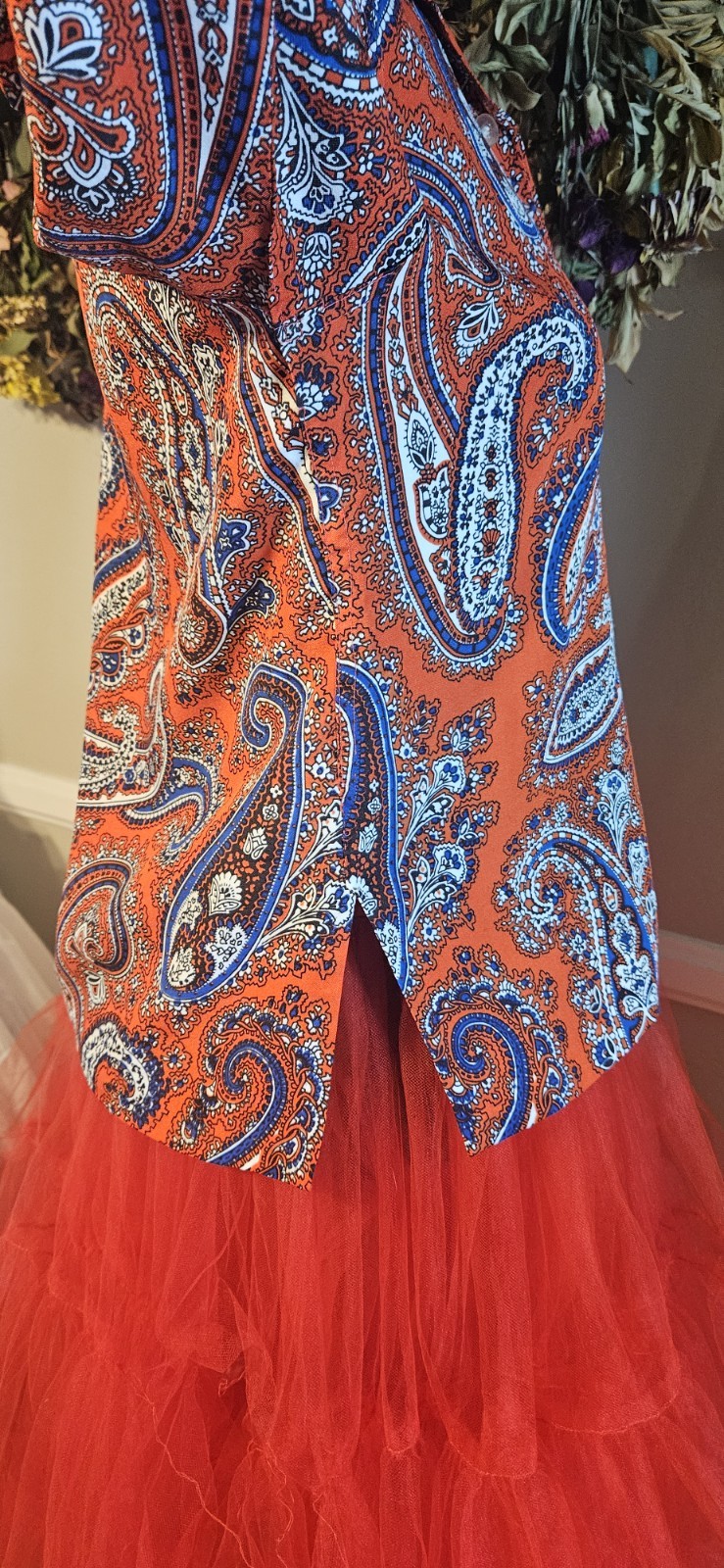 Vintage 197ps Paisley Dagger Collar Button Up Blouse As Is