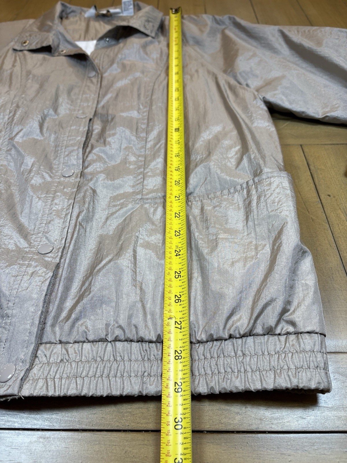 Haband 80s Metallic Windbreaker Womens Lightweight Snap Jacket L Gorpcore Sporty