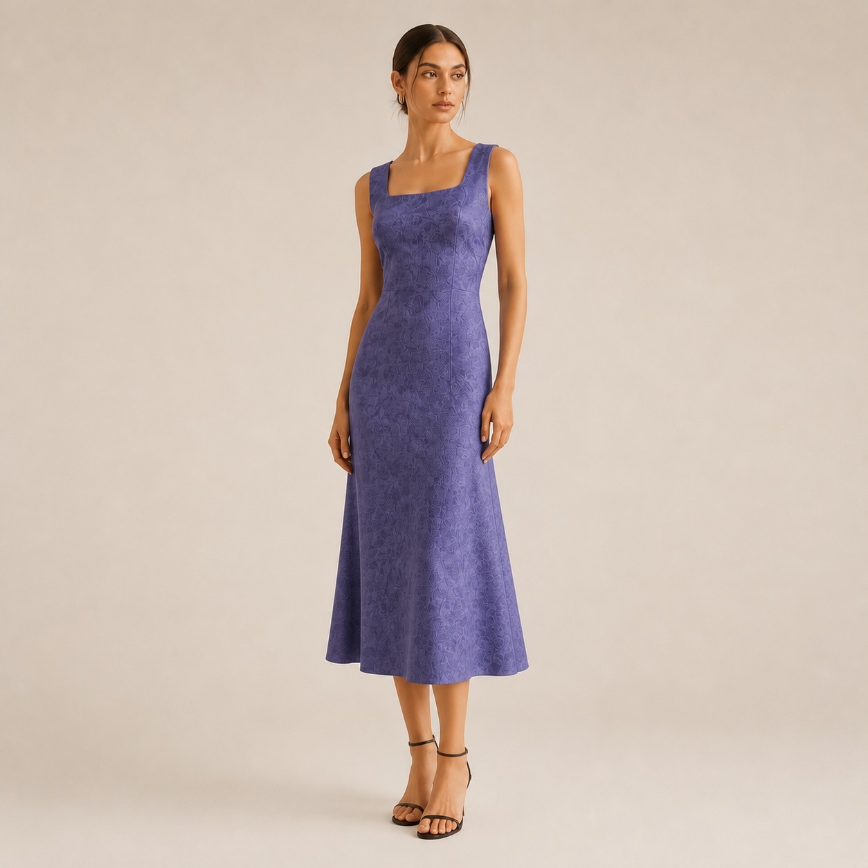 Vintage Y2K Periwinkle Purple Silk Jacquard Slip Dress Size 6 Romantic Feminine