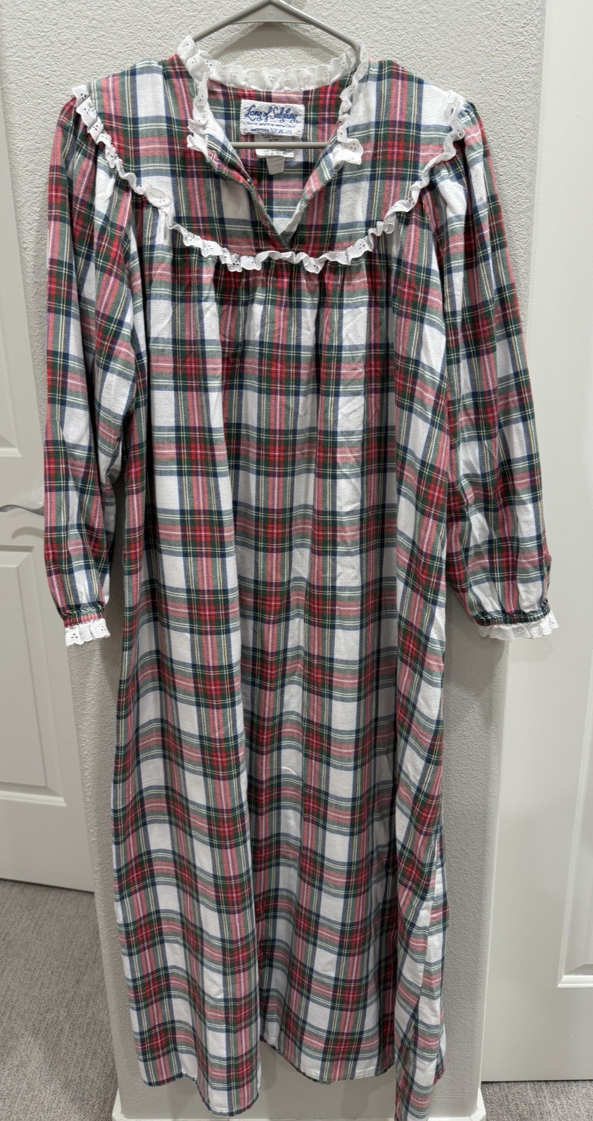 Vintage Lanz of Salzburg Plaid Pullover Nightgown Made With Love in USA M