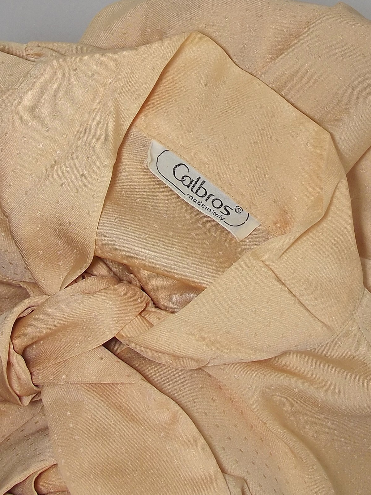 Calbros Womens Apricot Pink Vintage Bow Blouse Shirt Size 44 Large