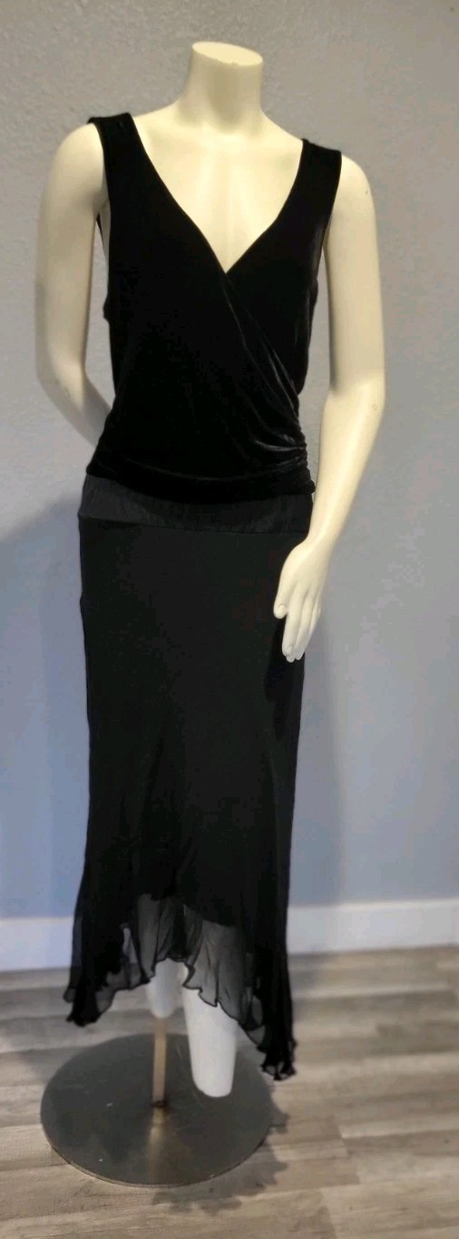 VINTAGE 1990s JONATHAN MARTIN STUDIO BLACK SILK VELVET VNECK SLEEVELESS …