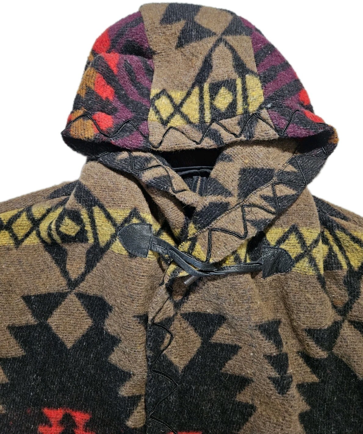 Vintage 1980s–early 1990s Fox Run wool toggle coat, Southwestern Like Pendleton