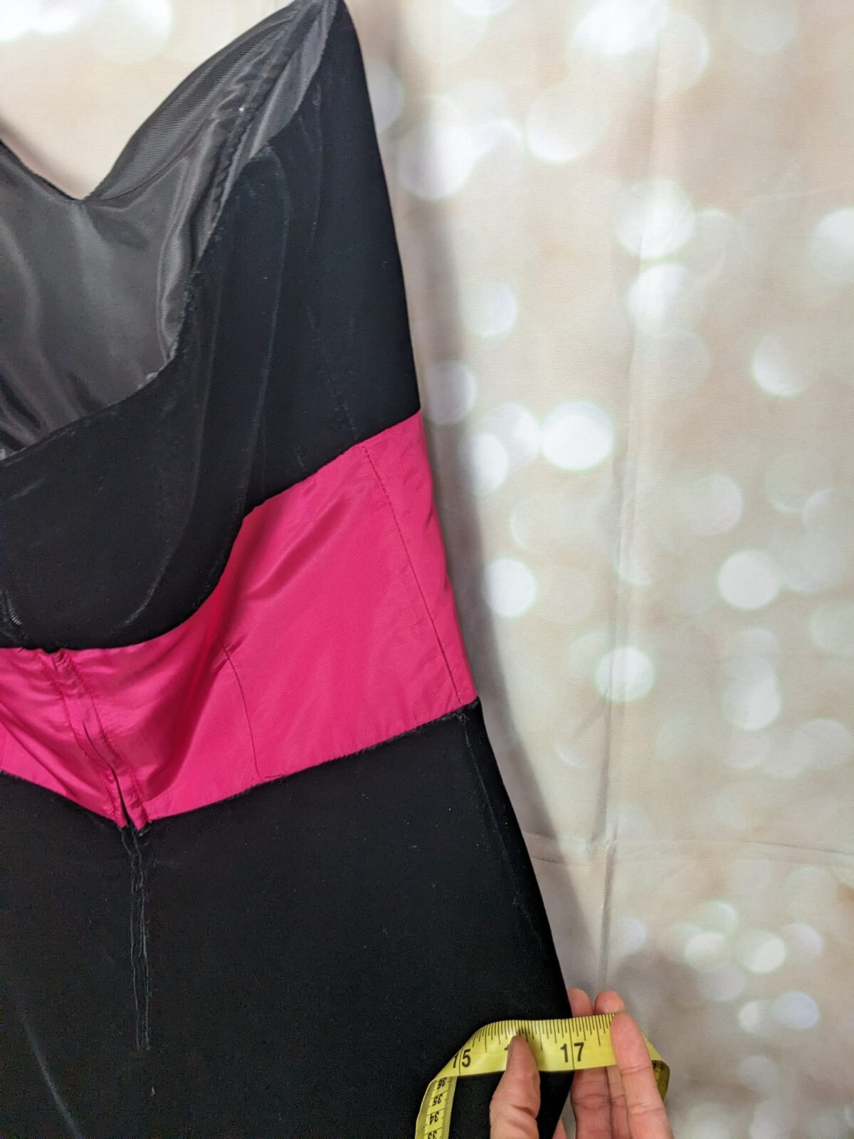 Climax David Howard Vintage Black Velvet W Hot Pink Banded Waist Bow Dress 5/6