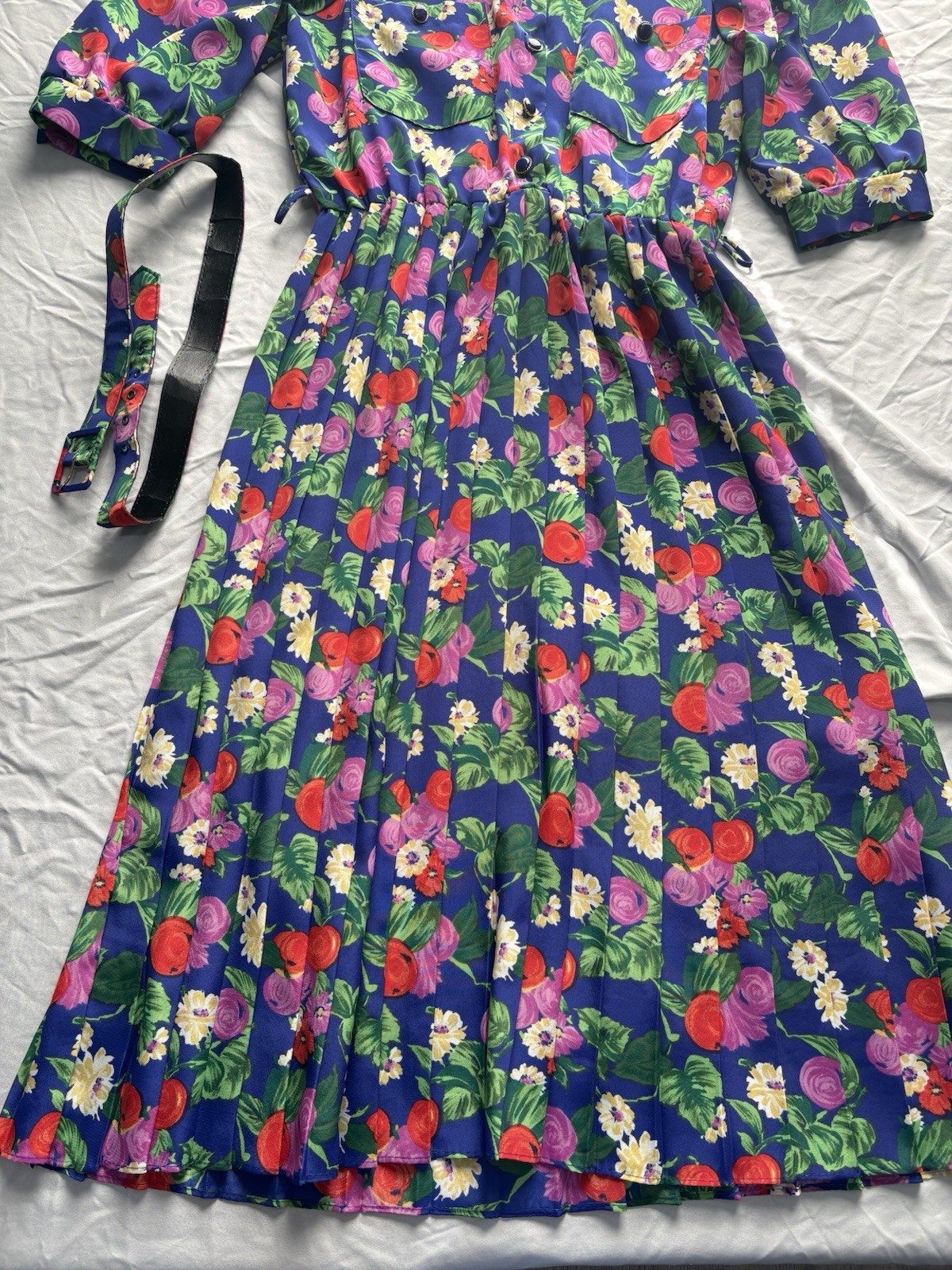 Breli Originals 80’s Pleated Floral Cottagecore Praire Botanical Bright Dress