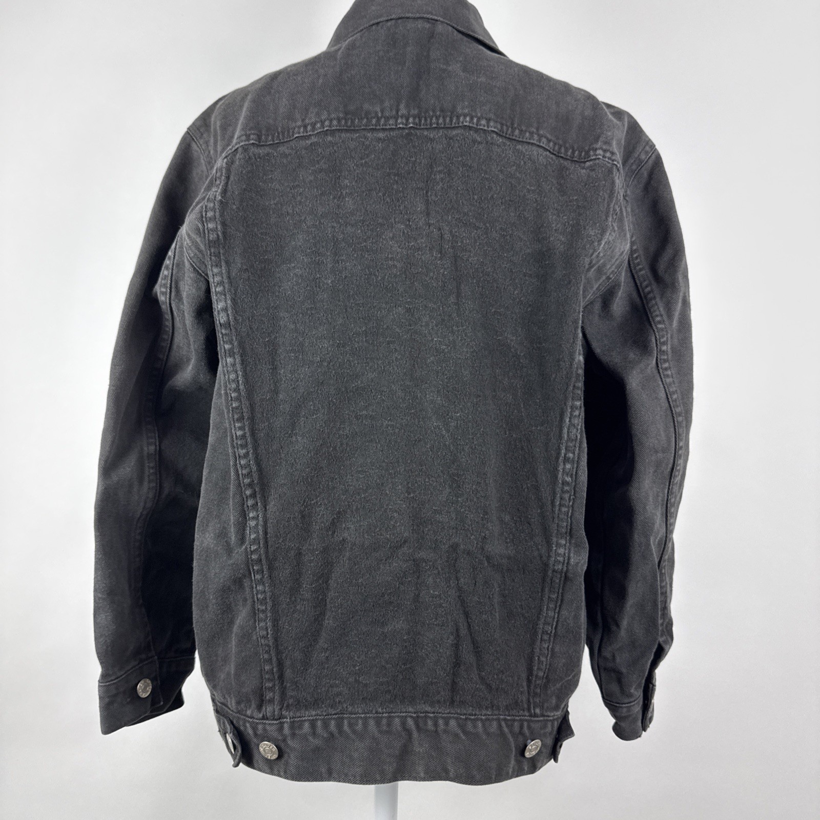 Vintage 80s Jeanjer Jeans Womens Medium Oversized Black Trucker Jean Jacket