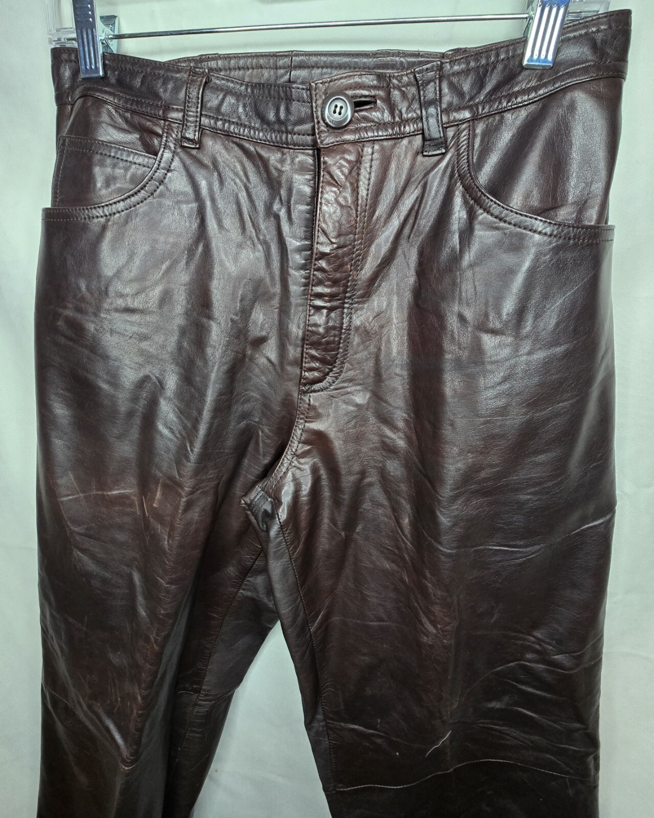 Vintage 70s Leather Pants Chocolate Brown Size 28 J Walden YKK Zipper