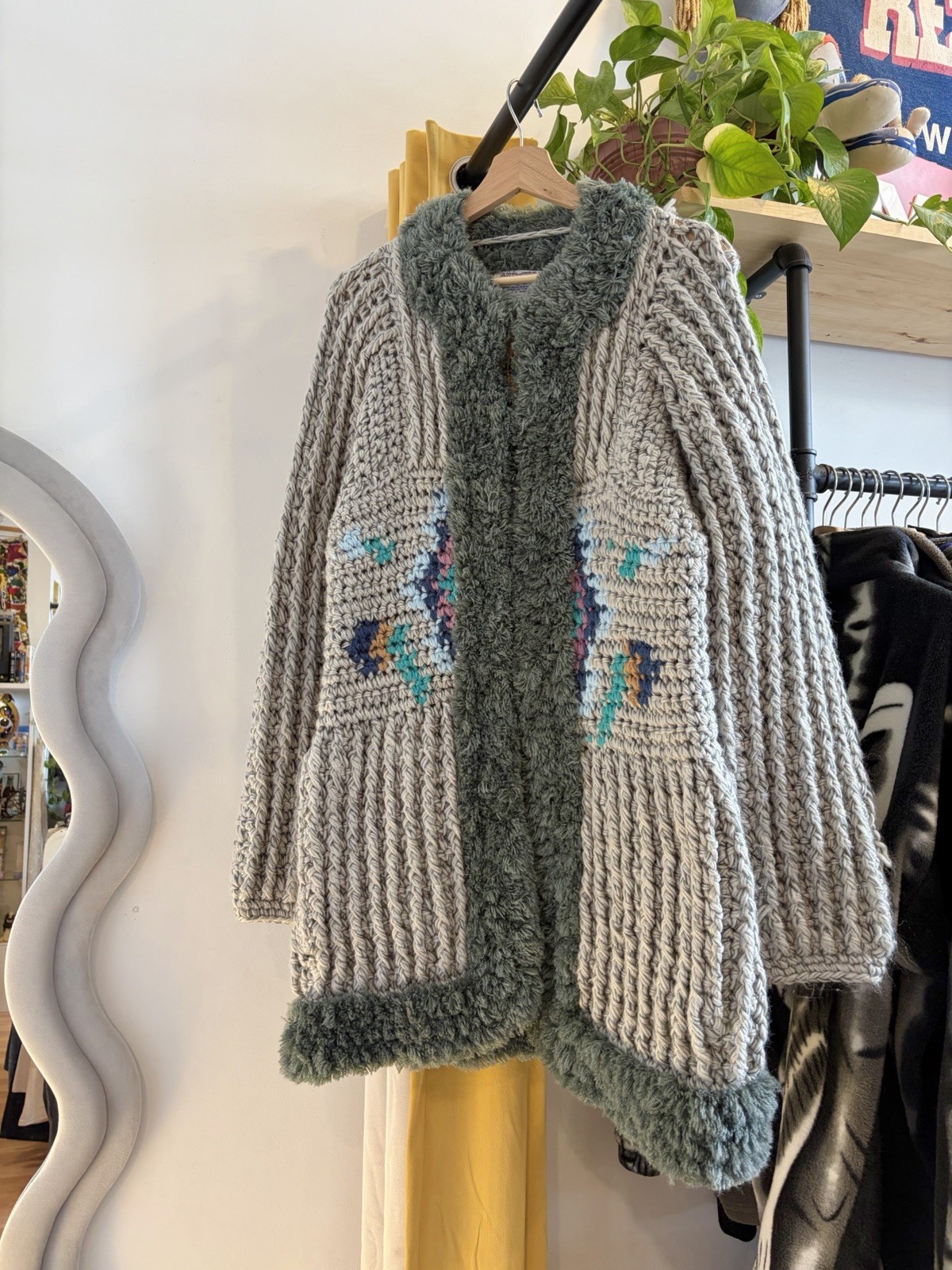 Vintage 1970s Answers By Riddles Chunky Knit Cardigan Sweater