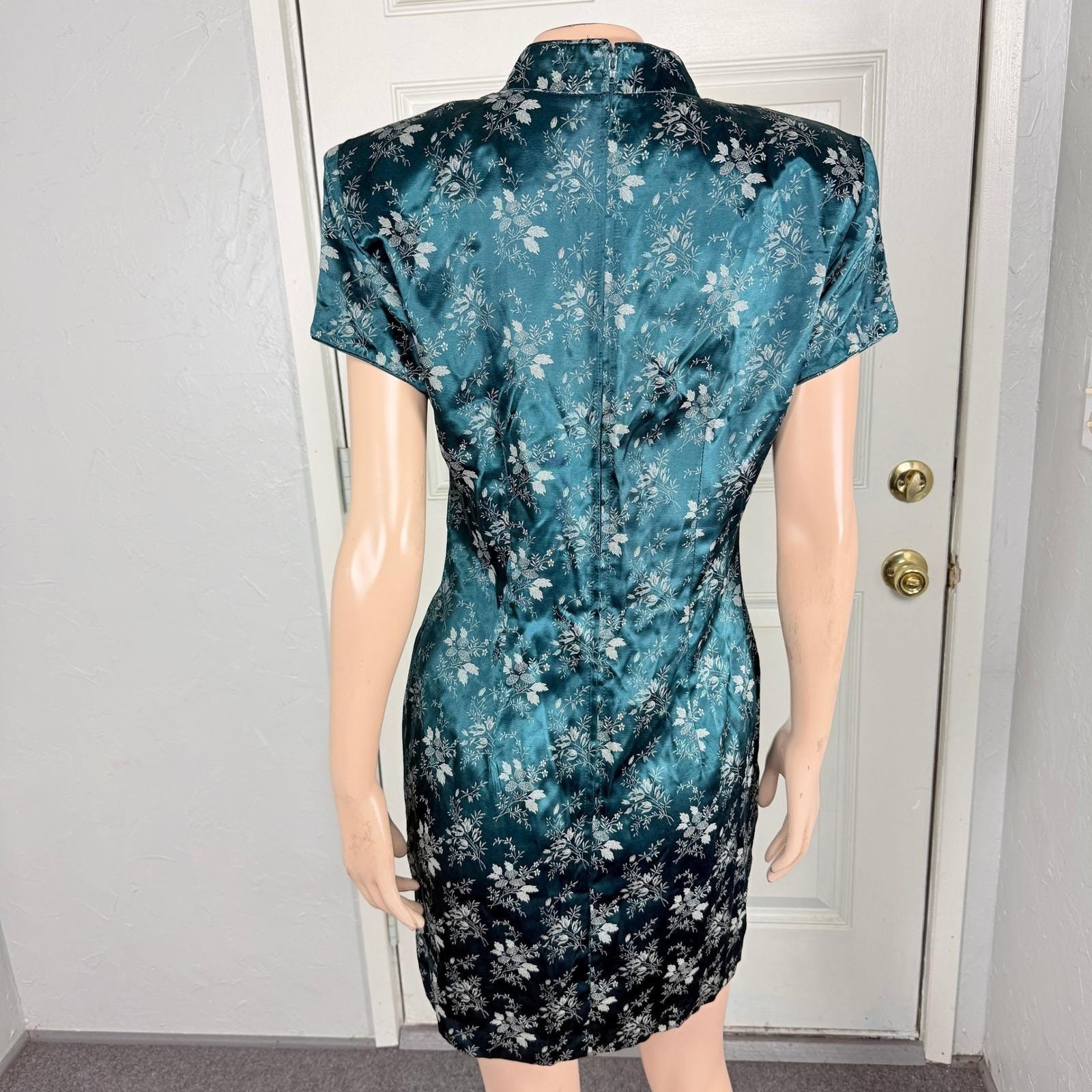 Vintage 80s 90s Dawn Joy Women’s 7/8 Rayon Satin Floral Brocade Asian Toggle OO6