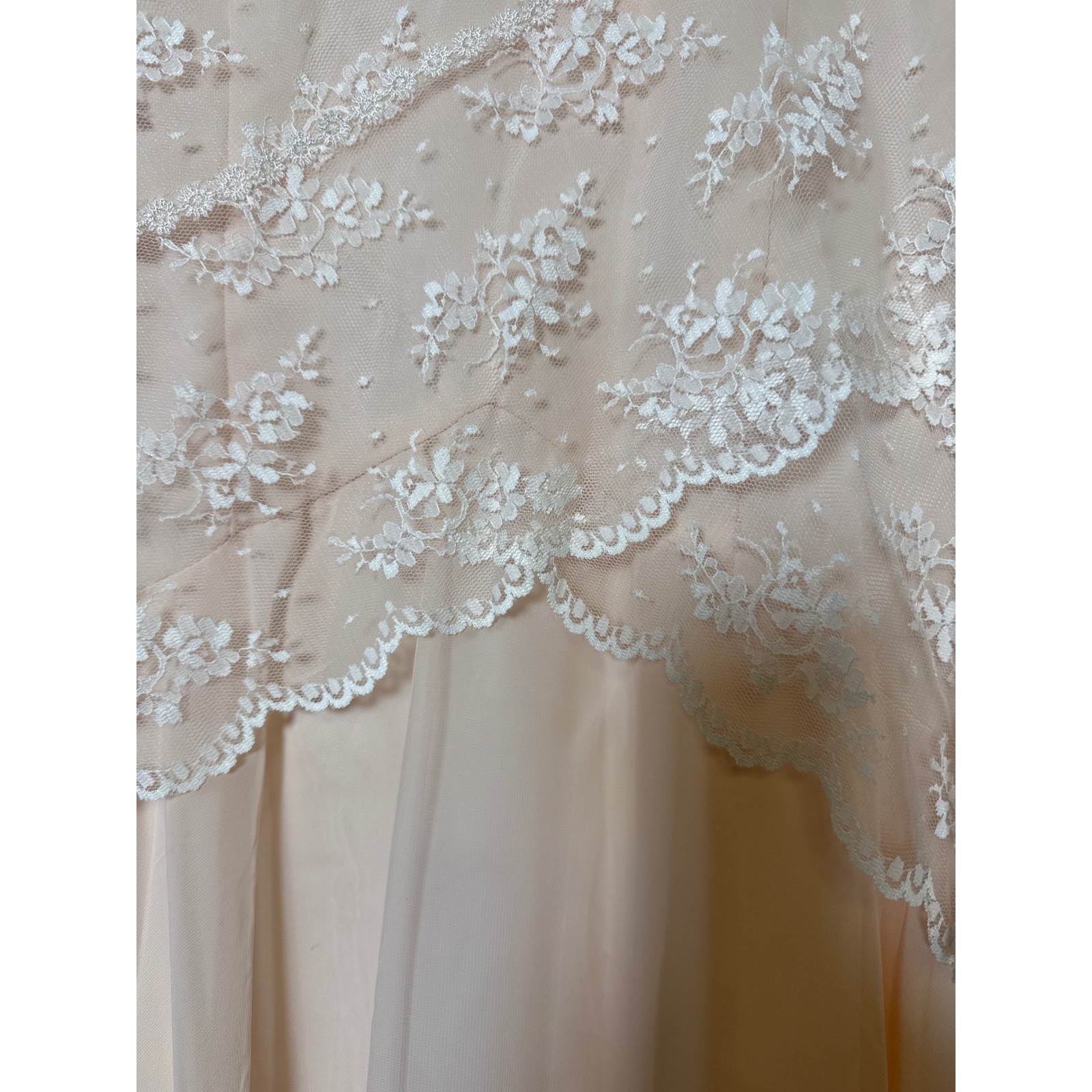 Michael Marcella Ltd Vintage Lace Wedding Dress Blush Ivory Long Sleeve Size 14
