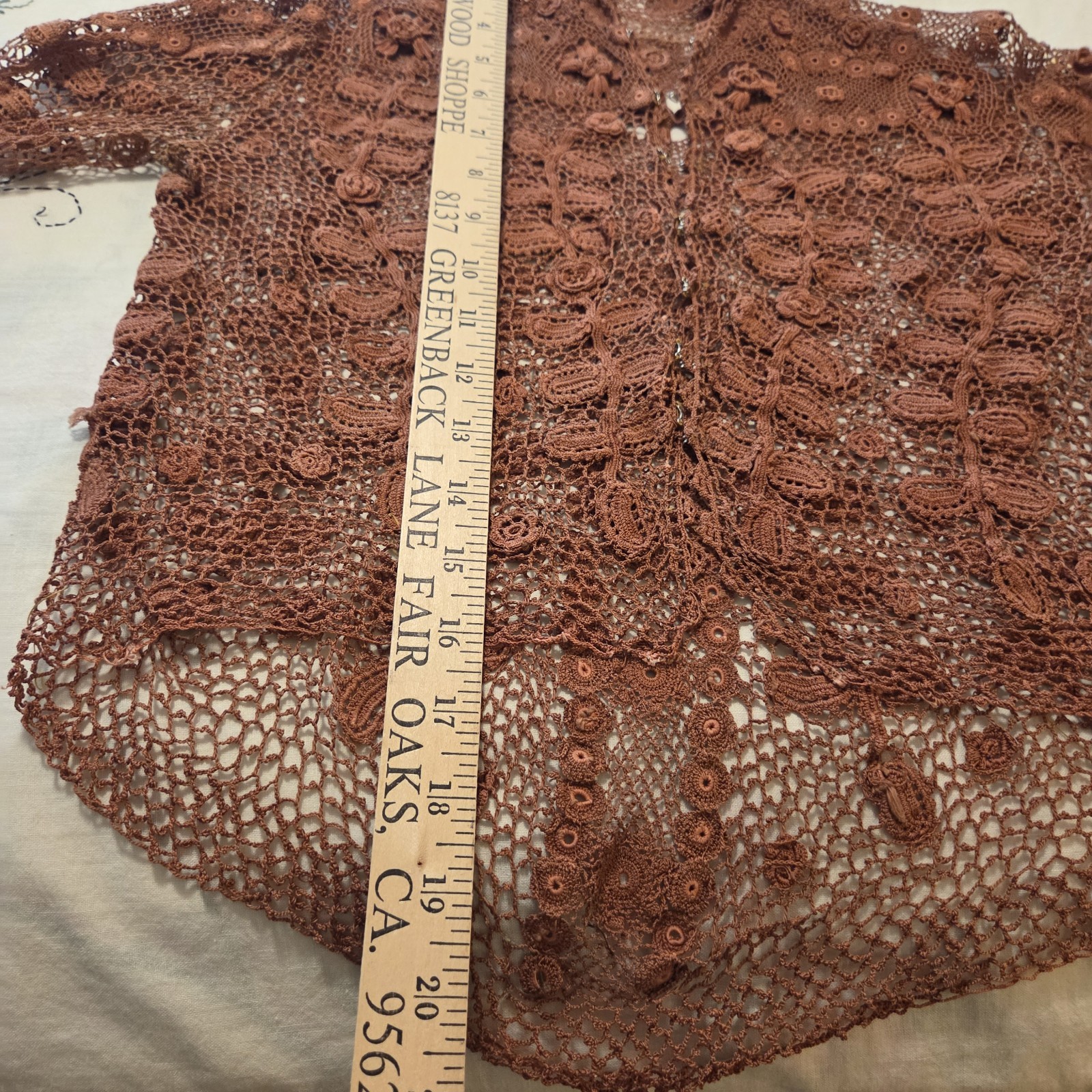 Victorian Irish Crochet Lace Top Blouse Mock Neck Edwardian Steampunk Size SM