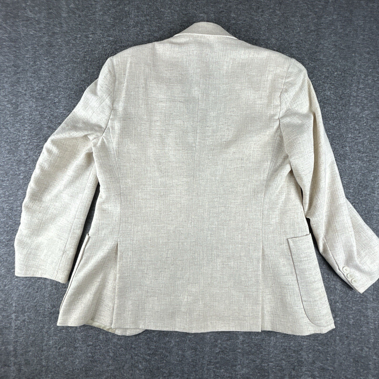 Vintage Linen Blazer Women’s Size M (8-10) Ivory Beige 2-Button Jacket Summer
